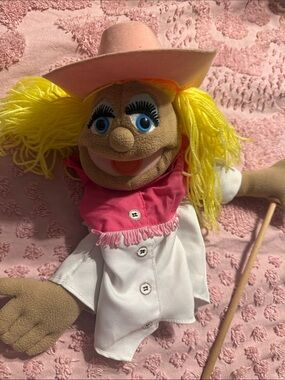 Melissa & Doug Blonde Hair Pink Hat and Bandana Puppet